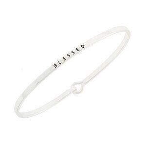 Womens Ladies Silver tone BLESSED Slim Fashion Oval Bracelet